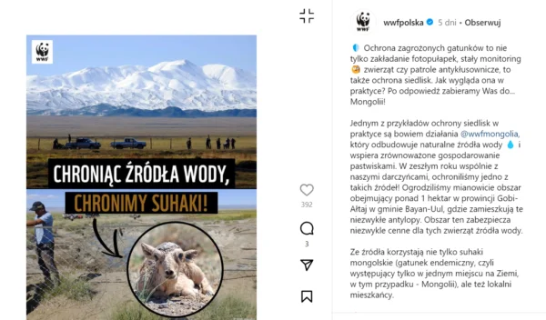 WWF Polska – post na Instagramie